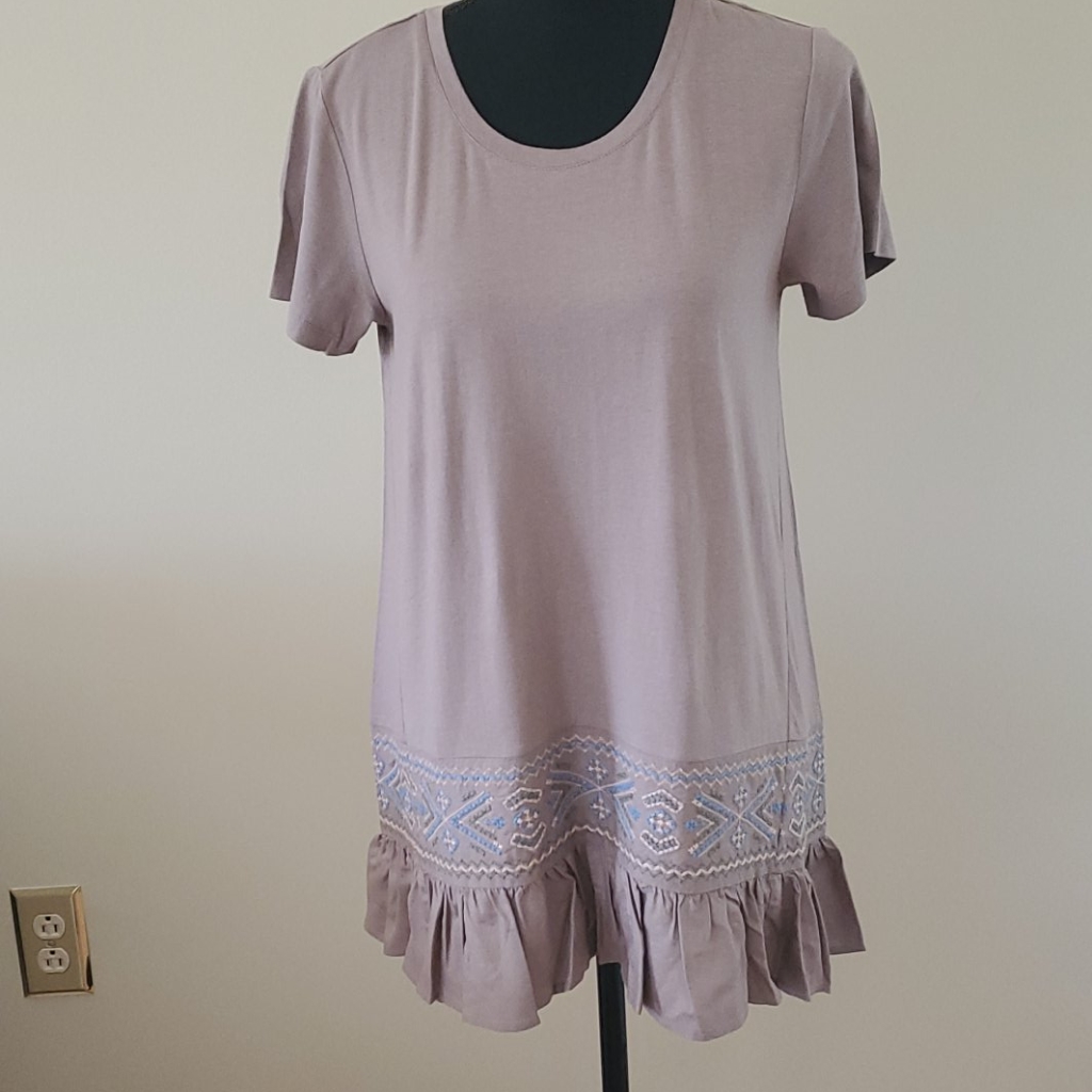 Logo Cotton Modal Embroidered Top